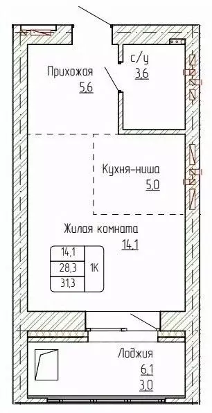1-к кв. Алтайский край, Новоалтайск ул. Титова, 6 (31.3 м) - Фото 0