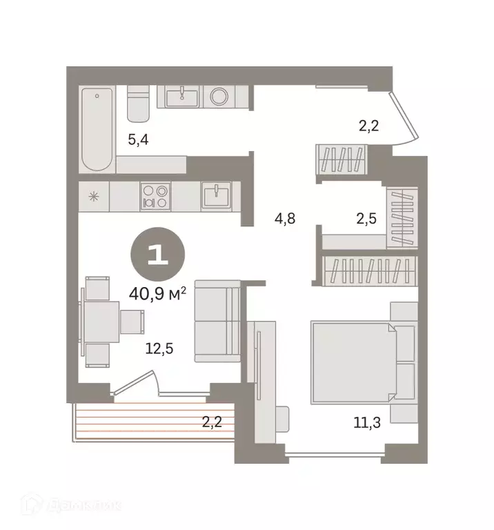 Продаётся 1-к квартира, 40.9 м - Фото 0