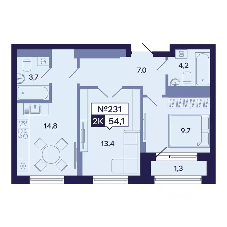 2-к кв. Саха (Якутия), Якутск ул. Новопортовская, 1А/1 (54.1 м) - Фото 1