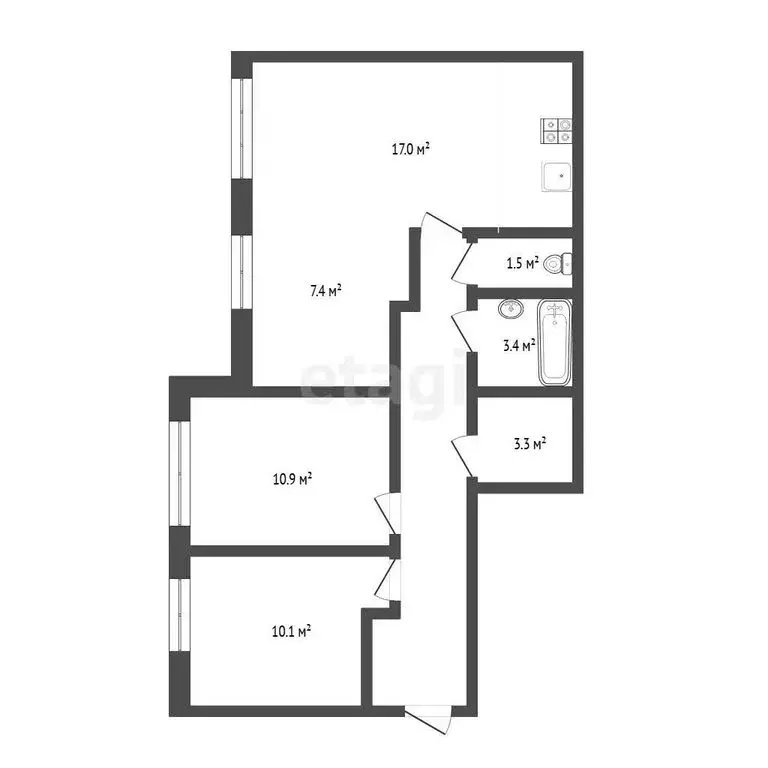 2-комнатная квартира: Тюмень, улица Муравленко, 9 (63 м) - Фото 1