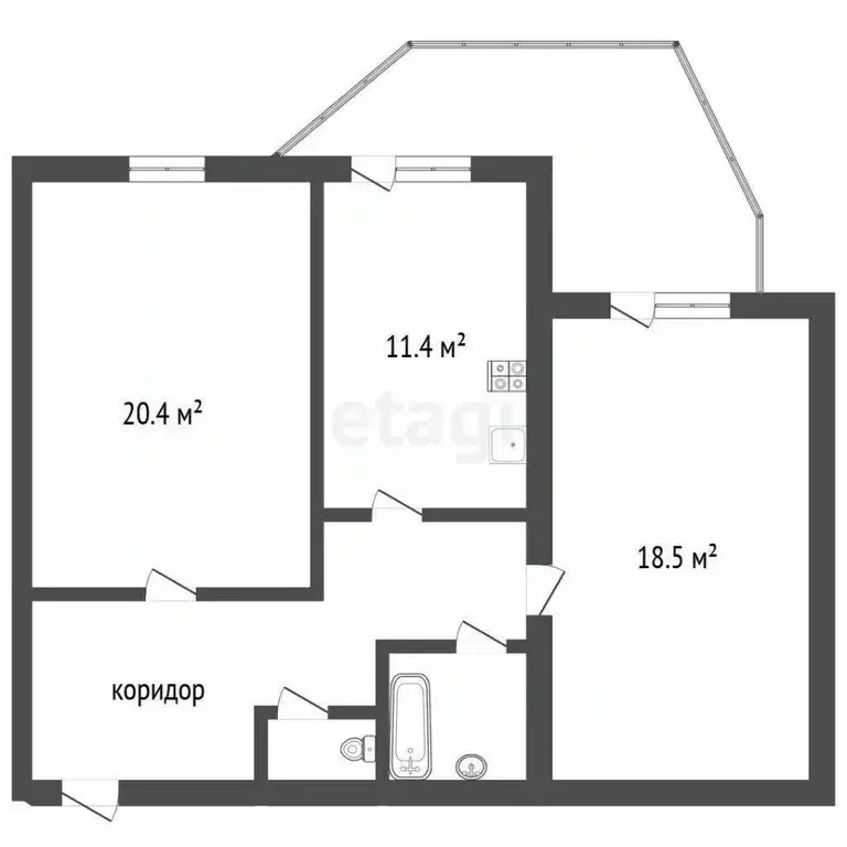 2-к кв. Воронежская область, с. Новая Усмань ул. Логовая, 2А (47.0 м) - Фото 1