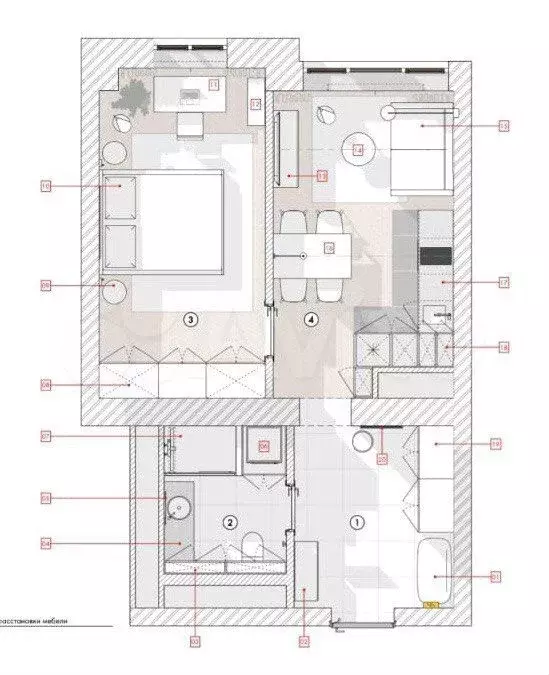 1-к. квартира, 44 м, 3/5 эт. - Фото 0