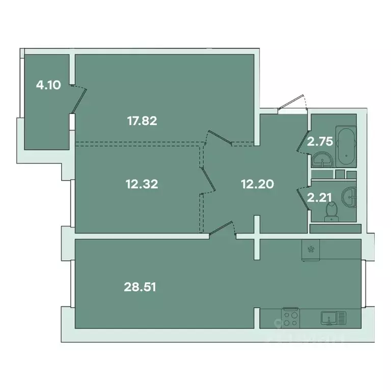 2-к кв. Иркутская область, Иркутск ул. Петрова, 16 (79.91 м) - Фото 0