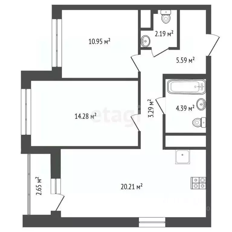 2-к кв. Тюменская область, Тюмень ул. Разведчика Кузнецова, 5 (63.6 м) - Фото 1