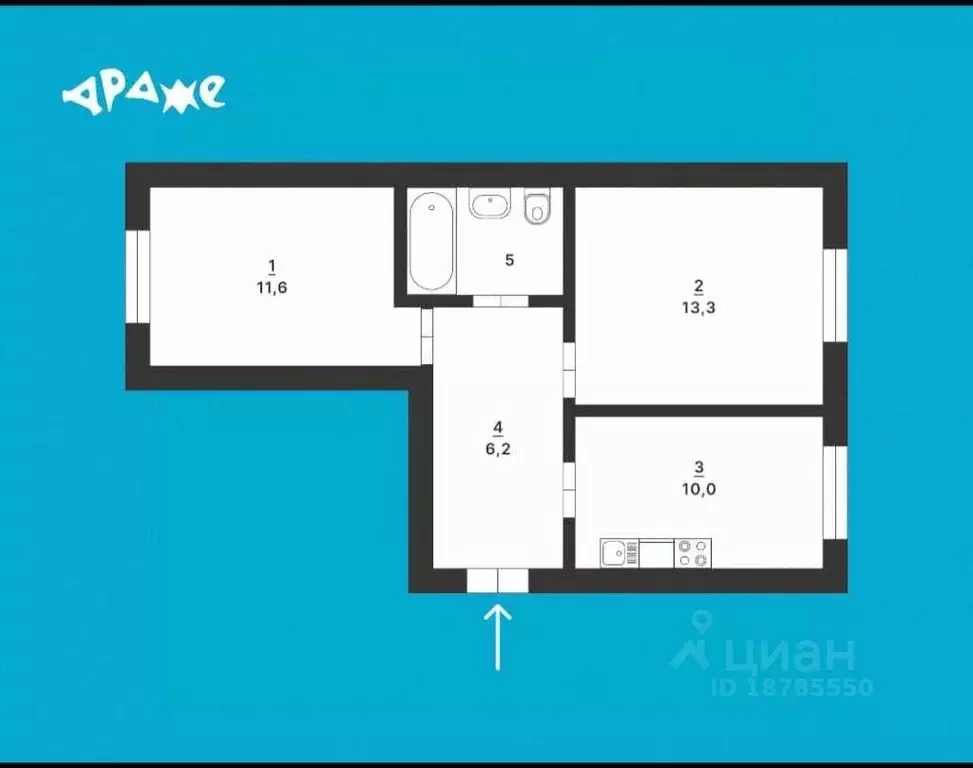 2-к кв. Свердловская область, Екатеринбург ул. Металлургов, 36 (44.0 ... - Фото 2