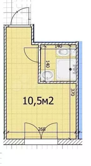Квартира-студия, 10,5 м, 1/1 эт. - Фото 0