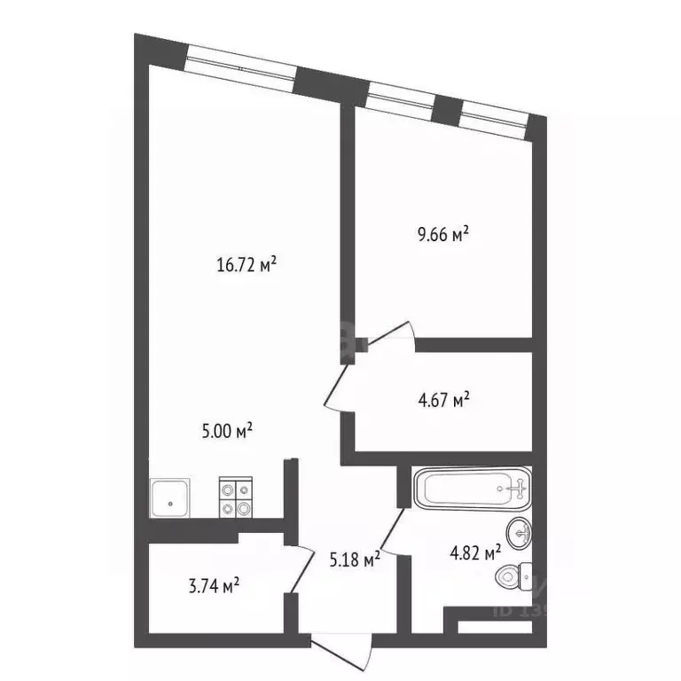 1-к кв. Тюменская область, Тюмень ул. Ю.-Р.Г. Эрвье, 38 (48.9 м) - Фото 2