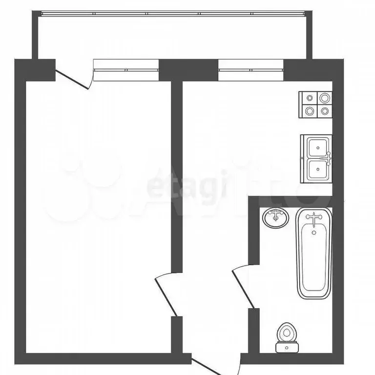 1-к. квартира, 30 м, 1/5 эт. - Фото 0