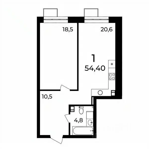 1-к кв. Нижегородская область, Нижний Новгород ул. Воровского, 8 (54.1 ... - Фото 0