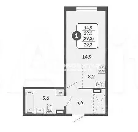 Студия Кировская область, Киров Нагорная ул., 16 (29.0 м) - Фото 0