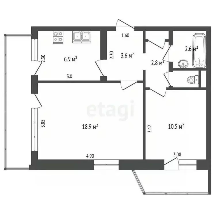 2-к кв. Крым, Бахчисарай ул. Фрунзе, 46А (46.9 м) - Фото 2