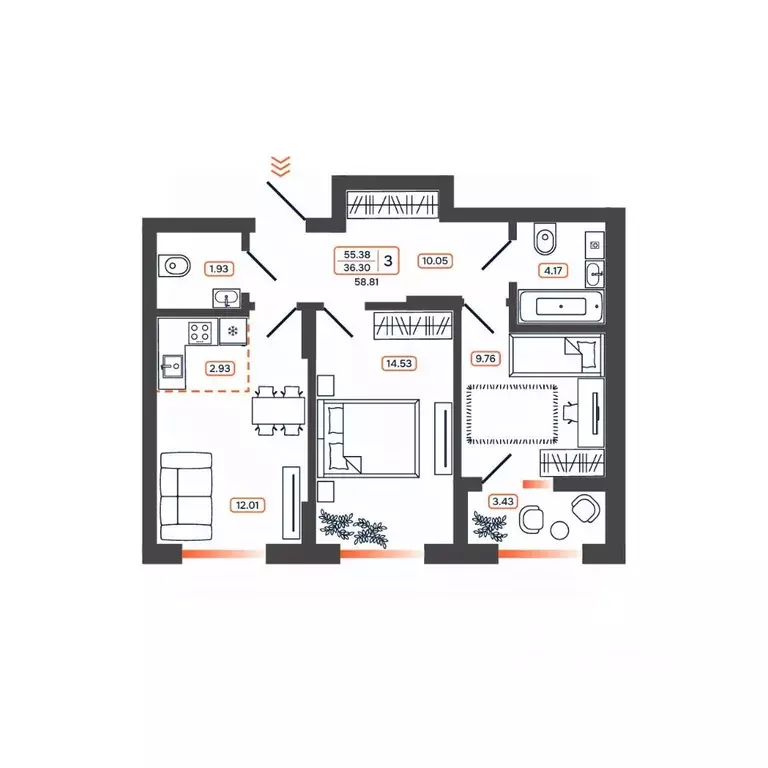 3-к кв. Ростовская область, Батайск ул. Дружная, 10 (58.81 м) - Фото 1