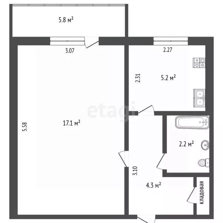 1-к кв. Ростовская область, Ростов-на-Дону Каширская ул., 8/4 (31.0 м) - Фото 1