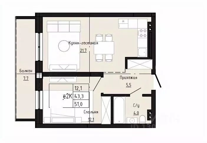 2-к кв. Дагестан, Дербент  (51.0 м) - Фото 1