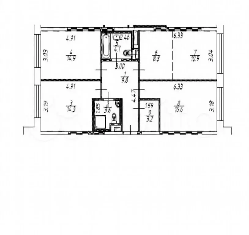 3-к. квартира, 87 м, 7/9 эт. - Фото 0