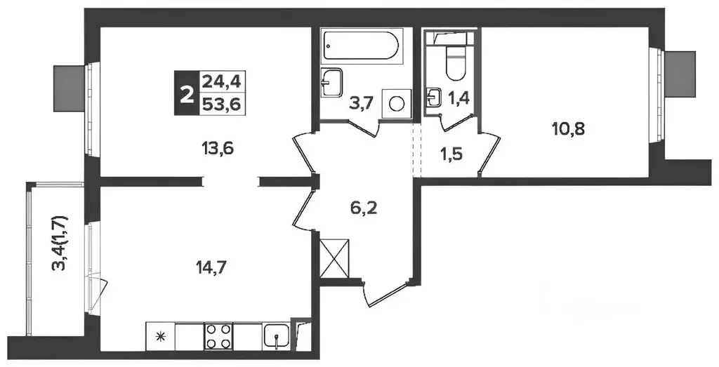 2-к кв. Московская область, Ленинский городской округ, пос. Битца ... - Фото 2