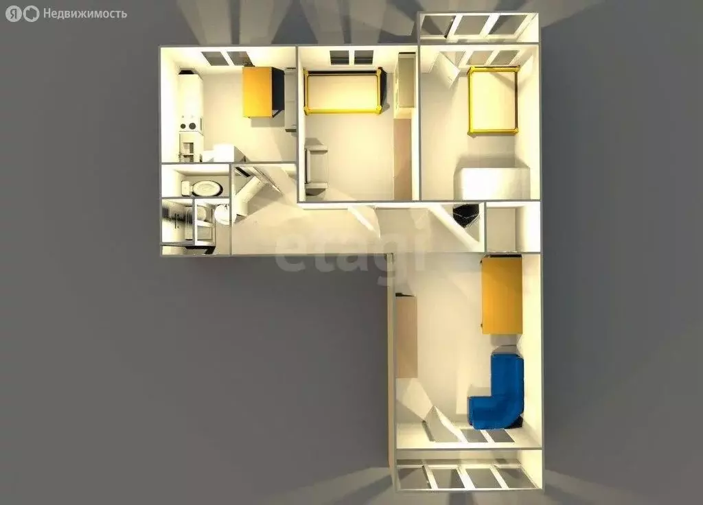 3-комнатная квартира: Ивняки, Центральная улица, 9 (65 м) - Фото 2