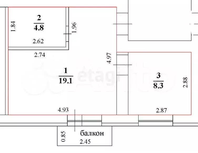 1-к. квартира, 32,2 м, 2/5 эт. - Фото 0
