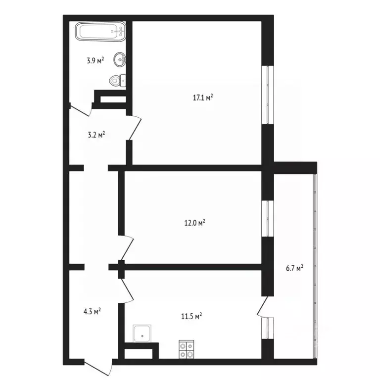 2-к кв. Тюменская область, Тюмень ул. Алматинская, 12 (56.2 м) - Фото 1