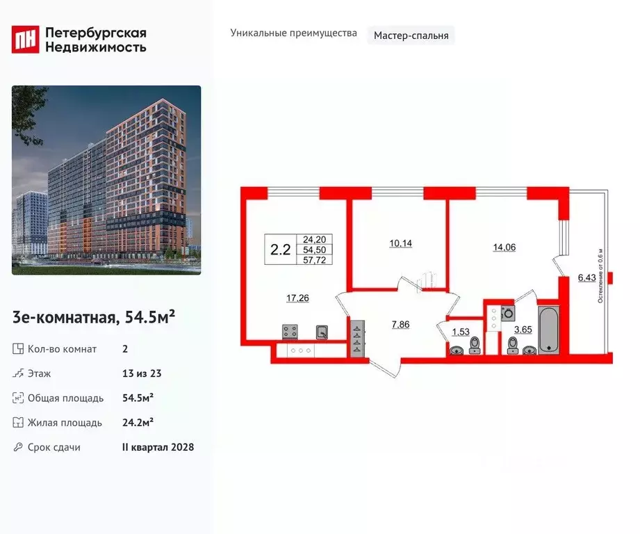 2-к кв. Ленинградская область, Всеволожский район, Свердловское ... - Фото 1