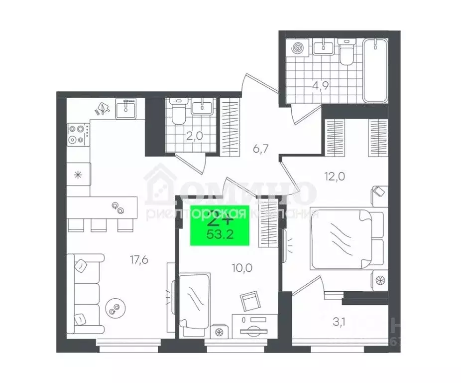 2-к кв. Тюменская область, Тюменский муниципальный округ, д. Дударева ... - Фото 2