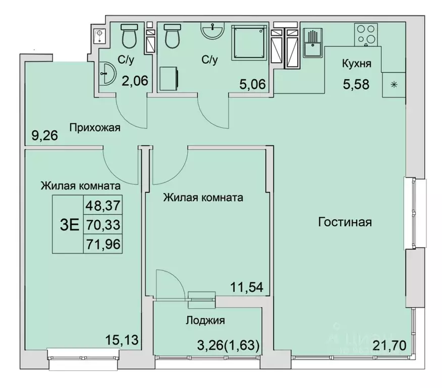 3-к кв. Ростовская область, Батайск  (71.96 м) - Фото 0