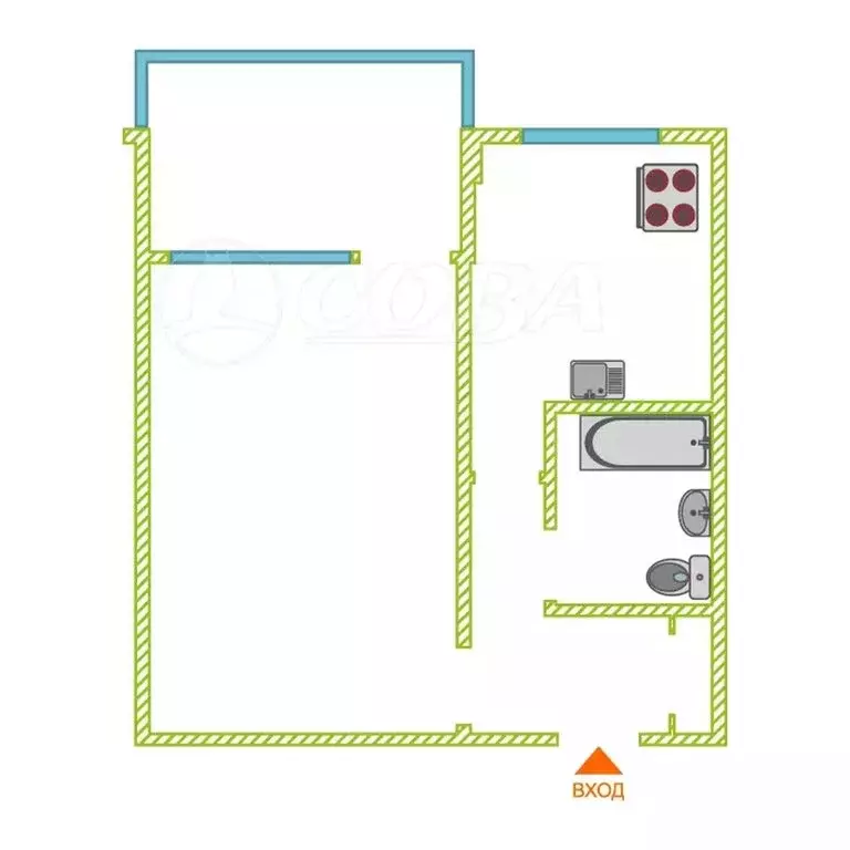 1-комнатная квартира: Сочи, микрорайон Светлана, улица Грибоедова, 17 ... - Фото 2
