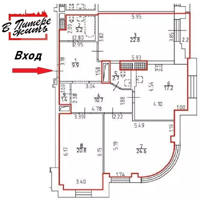 3-комнатная квартира: Санкт-Петербург, Московский проспект, 183-185Ак3 ... - Фото 1