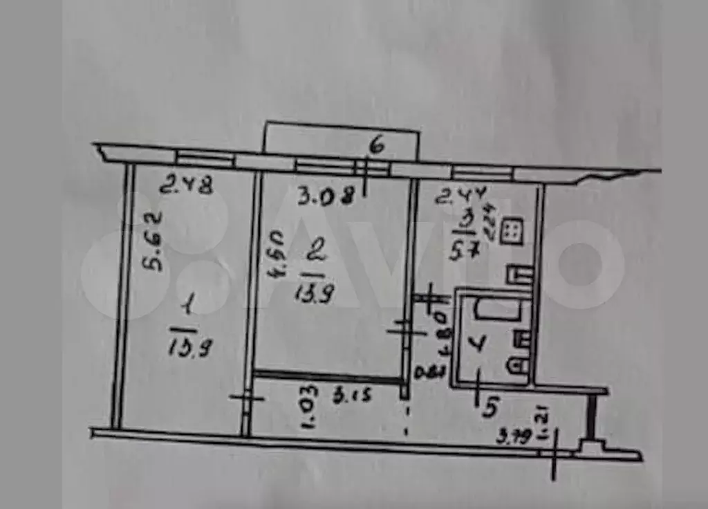 2-к. квартира, 48,6 м, 4/5 эт. - Фото 0