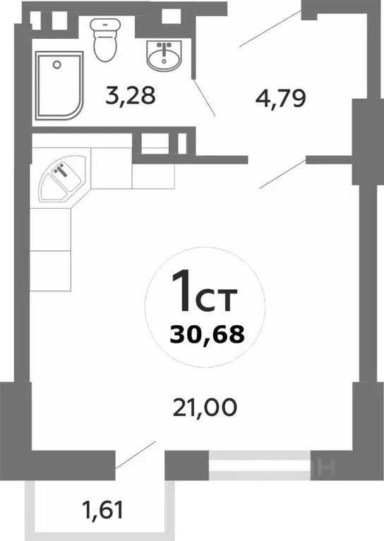 1-к кв. Ростовская область, Ростов-на-Дону ул. Мечникова, 37 (32.0 м) - Фото 1