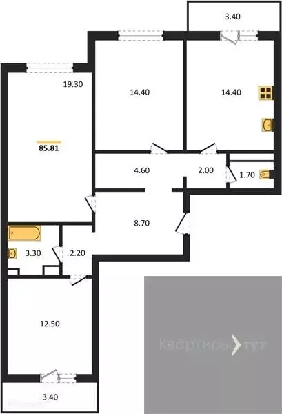 Продаётся 3-к квартира, 85.8 м - Фото 0
