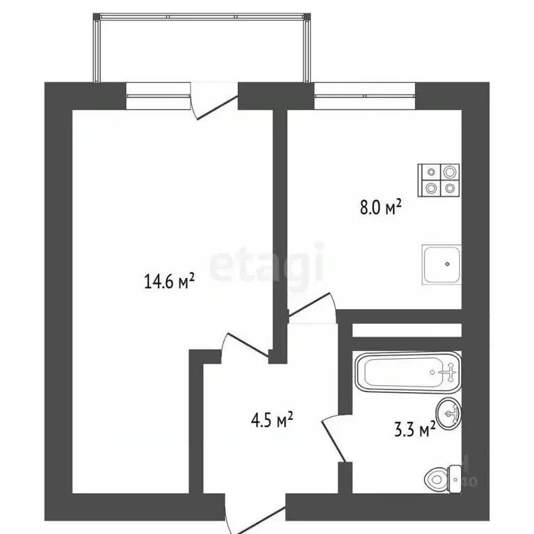 1-к кв. Тюменская область, Тюмень ул. Пермякова, 81 (29.8 м) - Фото 2
