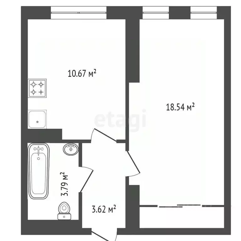 1-к кв. Красноярский край, Красноярск ул. Александра Матросова, 30Г ... - Фото 2