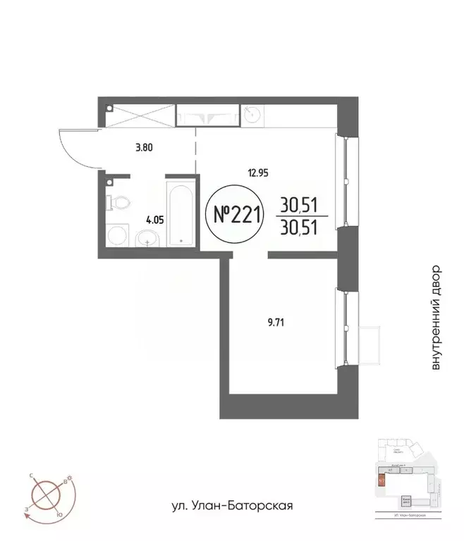 1-к кв. Иркутская область, Иркутск Макс жилой комплекс (30.51 м) - Фото 1