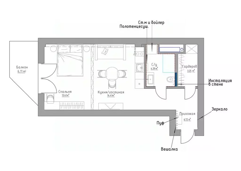 Студия Крым, Ялта ул. Московская, 15к6 (45.5 м) - Фото 2