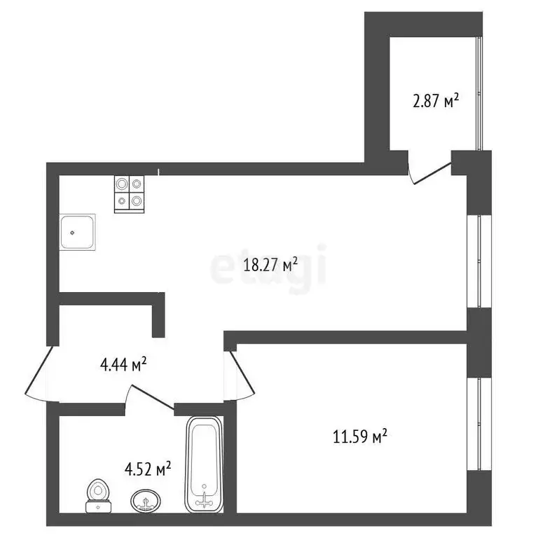 1-комнатная квартира: Тюмень, улица Александра Звягина, 5 (39 м) - Фото 1