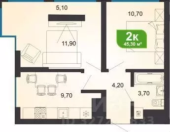 2-к кв. Краснодарский край, Сочи Бытха мкр, ул. Ясногорская, 16/6к1 ... - Фото 2