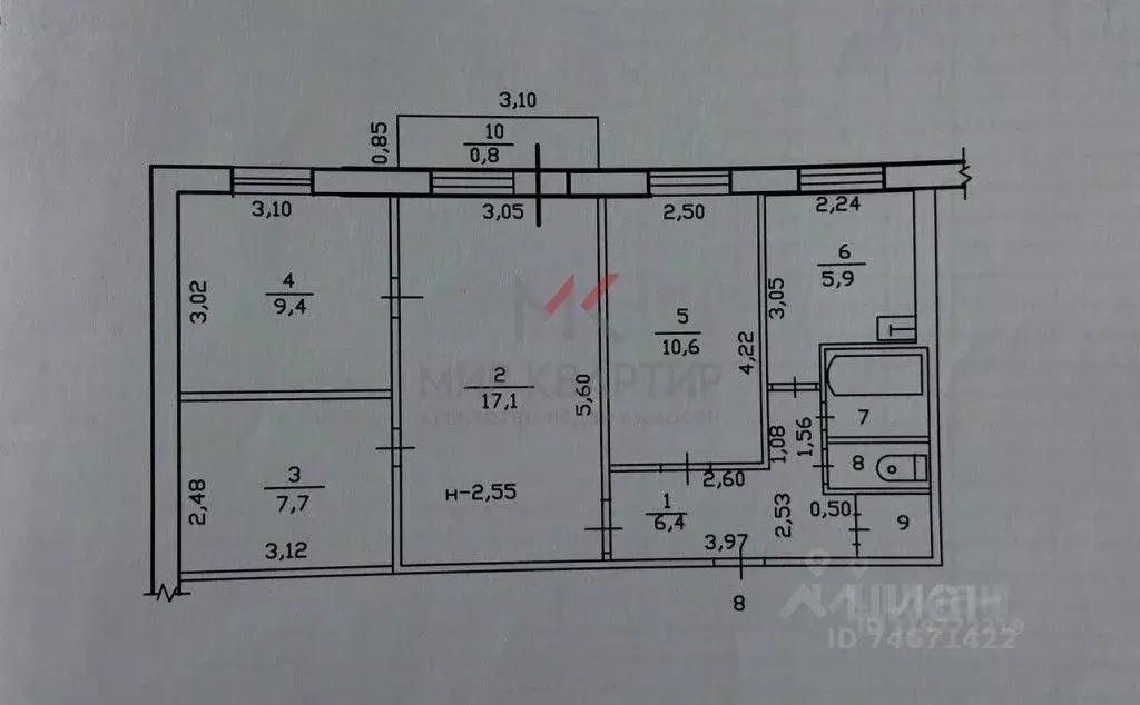 4-к кв. Красноярский край, Минусинск ул. Ванеева, 3 (61.3 м) - Фото 2