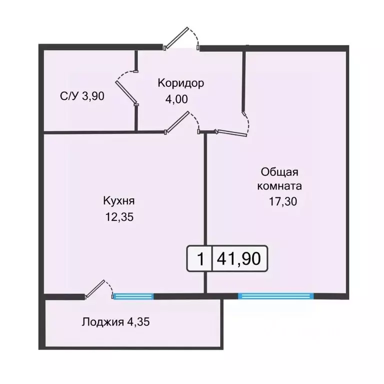 1-к кв. Ставропольский край, Невинномысск ул. Дунаевского, 11Е (41.9 ... - Фото 1