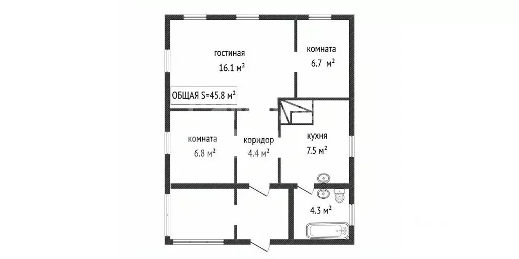 Дом в Кемеровская область, Ленинск-Кузнецкий пер. Щедрина, 6А (46 м) - Фото 2