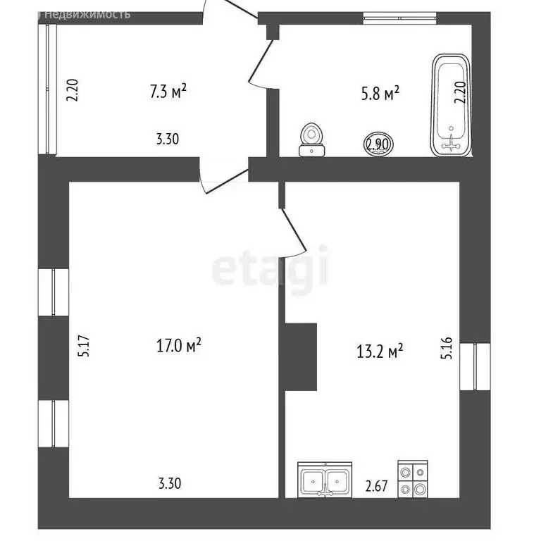 Дом в Абрикосовка, Кооперативная улица, 10 (43.3 м) - Фото 1