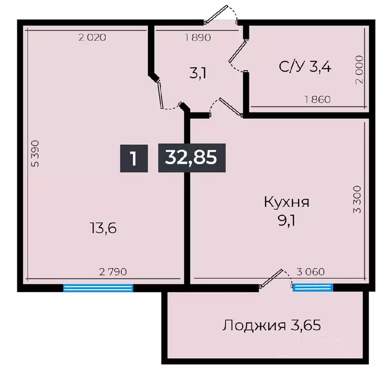 1-к кв. Ставропольский край, Ставрополь ул. Южный обход, 53В (33.05 м) - Фото 0