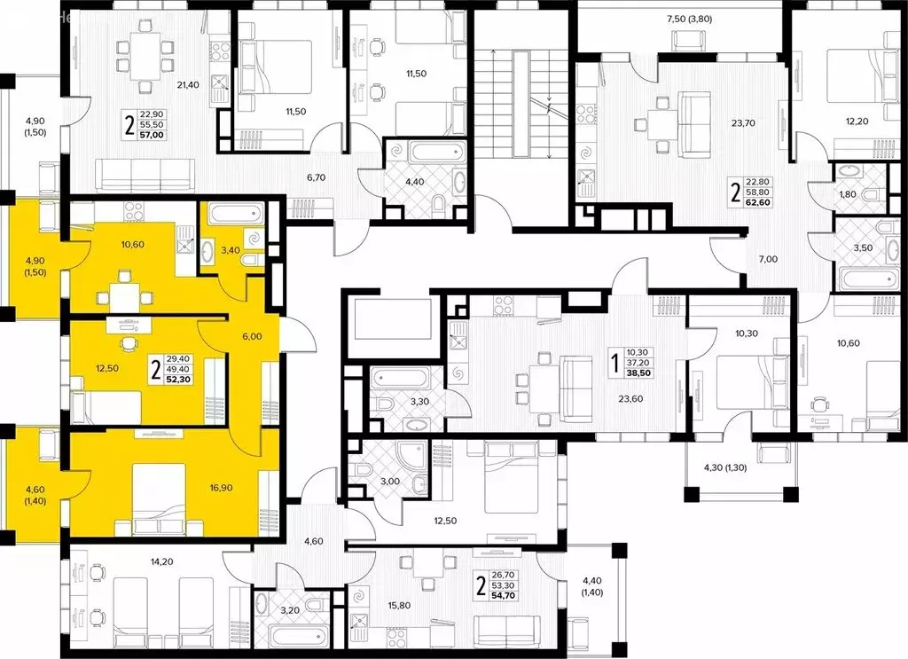 2-комнатная квартира: Сукко, жилой комплекс Кипарис (52.3 м) - Фото 1