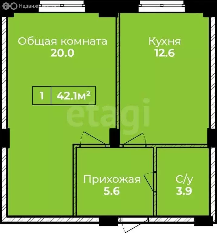 1-комнатная квартира: Тульская область, городской округ Тула, деревня ... - Фото 0