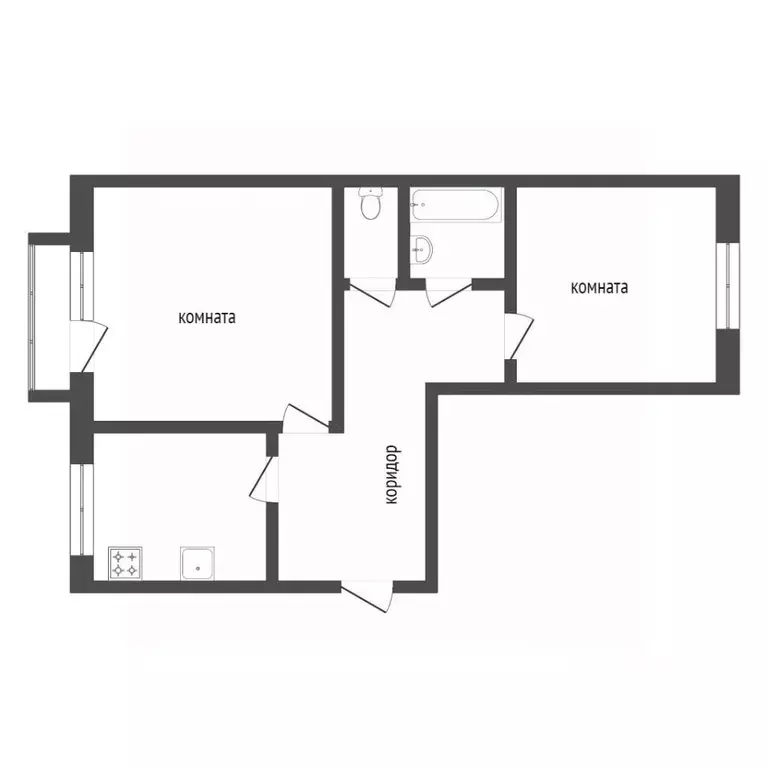 2-к кв. Бурятия, Улан-Удэ Октябрьская ул., 43 (43.6 м) - Фото 2