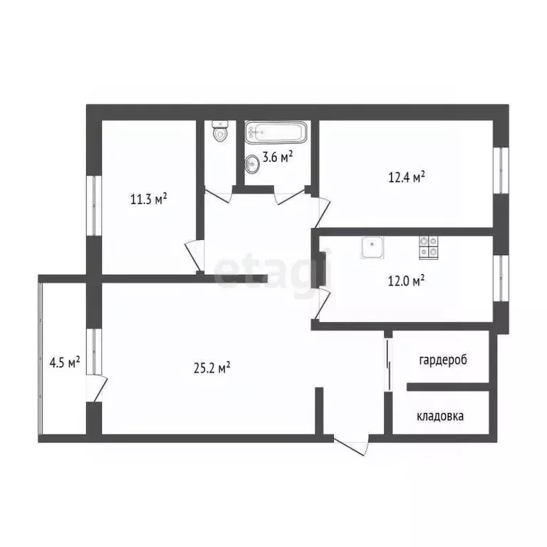 3-к кв. Тюменская область, Тюмень Солнечный проезд, 22 (85.0 м) - Фото 2
