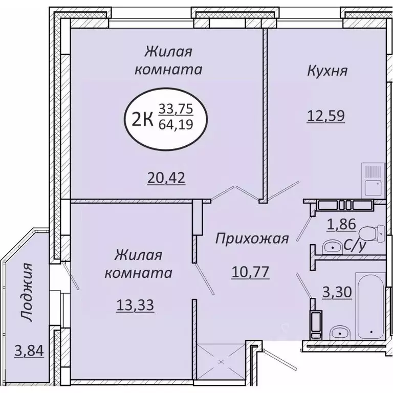 2-к кв. Новосибирская область, Новосибирск  (64.19 м) - Фото 0