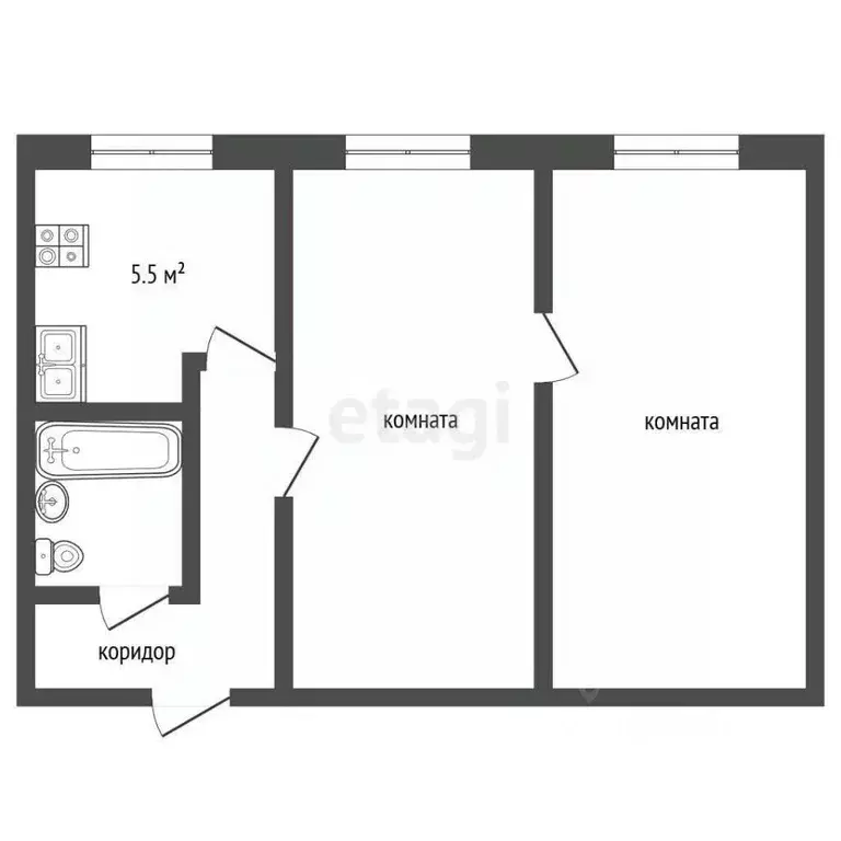 2-к кв. Ярославская область, Рыбинский муниципальный округ, пос. ... - Фото 1