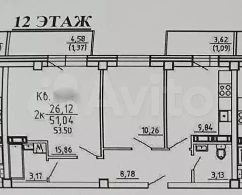 2-к. квартира, 51 м, 12/17 эт. - Фото 0