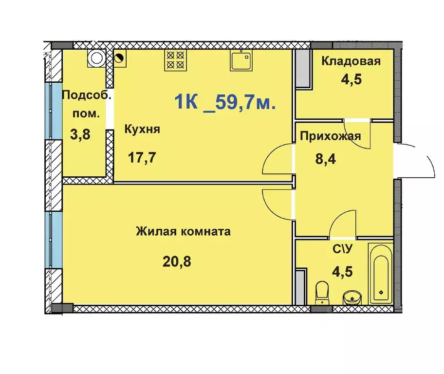 1-к кв. Ставропольский край, Ставрополь ул. Ленина, 201 (59.7 м) - Фото 1